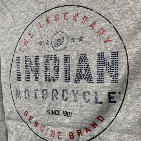 NWT Indian Motercycle Gray Circle Diamante T-Shirt - Picture 10 of 10